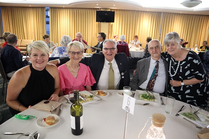 Chris McPhee with parishioners at the Belconnen Labor Club