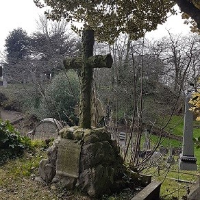 church graveyard cemetry staue old cross religious faith