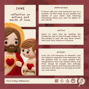 Chevalier Family Justice and Peace, First Friday reflection.